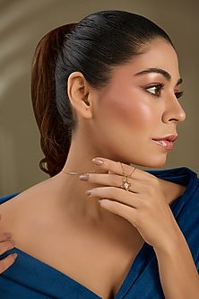 Rose Gold Finish Zircon Pendant In Sterling Silver