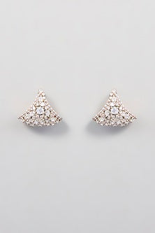 White Finish Zircon Stud Earrings In Sterling Silver