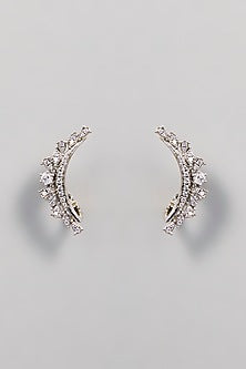 White Finish Zircon Stud Earrings