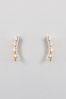 White Finish Zircon Stud Earrings
