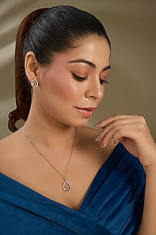 Gold Finish Zircon Pendant Set In Sterling Silver