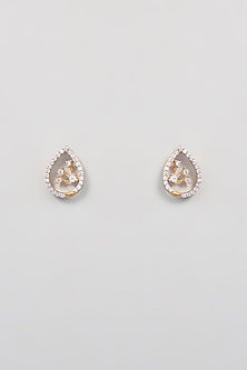 Gold Finish Zircon Pendant Set In Sterling Silver