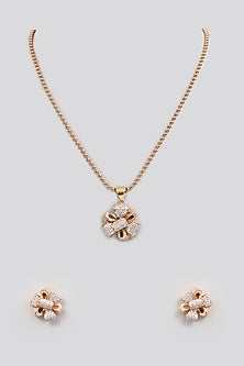 Rose Gold Finish Zircon Pendant Set In Sterling Silver