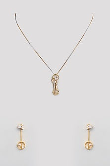 Gold Finish Zircon Pendant Set