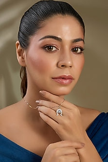 Gold Finish Zircon Pendant In Sterling Silver