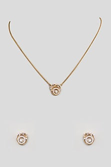 Gold Finish Zircon Pendant Set