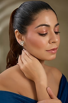 Rose Gold Finish Zircon Stud Earrings