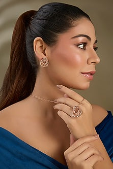 Yellow Gold Finish Zircon Pendant Set In Sterling Silver