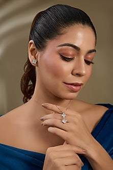 White Finish Zircon Pendant Set In Sterling Silver