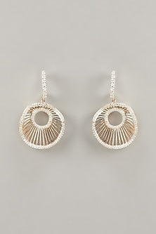 Rose Gold Finish Dangler Earrings In Sterling Silver