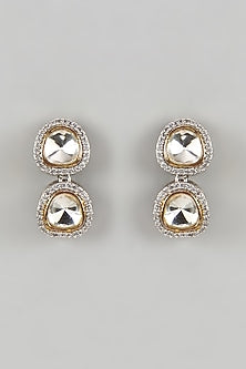 Gold Finish Kundan Polki Handcrafted Dangler Earrings
