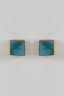 Gold Finish Zircon & Green Onyx Handcrafted Stud Earrings