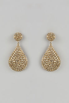 Gold Finish Zircon Handcrafted Dangler Earrings