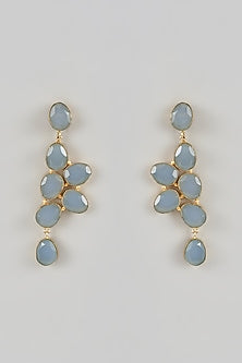 Gold Finish Aqua Onyx Handcrafted Dangler Earrings