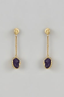 Gold Finish Black Onyx Handcrafted Dangler Earrings