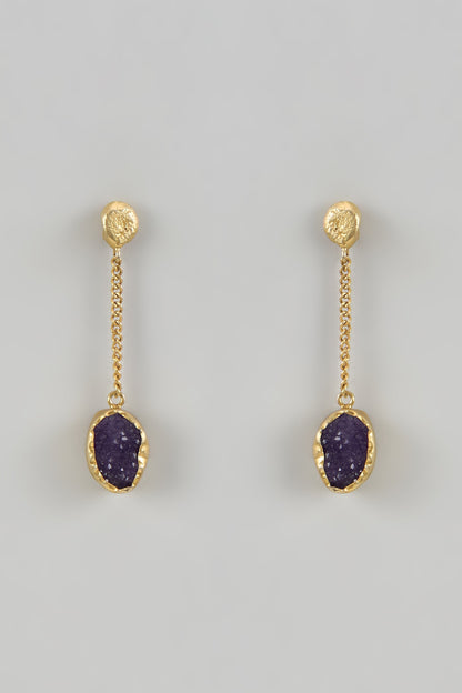 Gold Finish Black Onyx Handcrafted Dangler Earrings