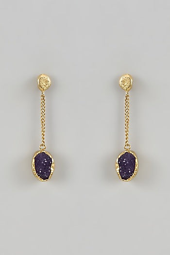 Gold Finish Black Onyx Handcrafted Dangler Earrings