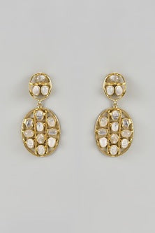 Gold Finish Onyx Handcrafted Dangler Earrings