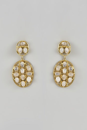 Gold Finish Onyx Handcrafted Dangler Earrings