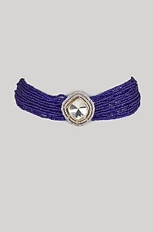 Two-Tone Finish Zircon & Blue Stone Handcrafted Necklace