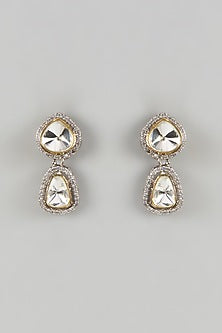 White Finish Zircon Handcrafted Dangler Earrings