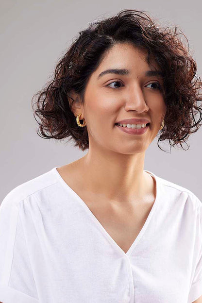 Gold Plated Hoop Earrings In Sterling Silver