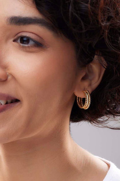 Gold Plated Hoop Earrings In Sterling Silver
