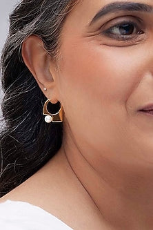 Gold Plated Pearl Hoop Earrings In Sterling Silver