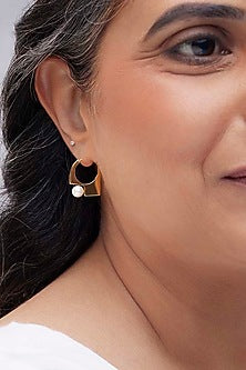 Gold Plated Pearl Hoop Earrings In Sterling Silver