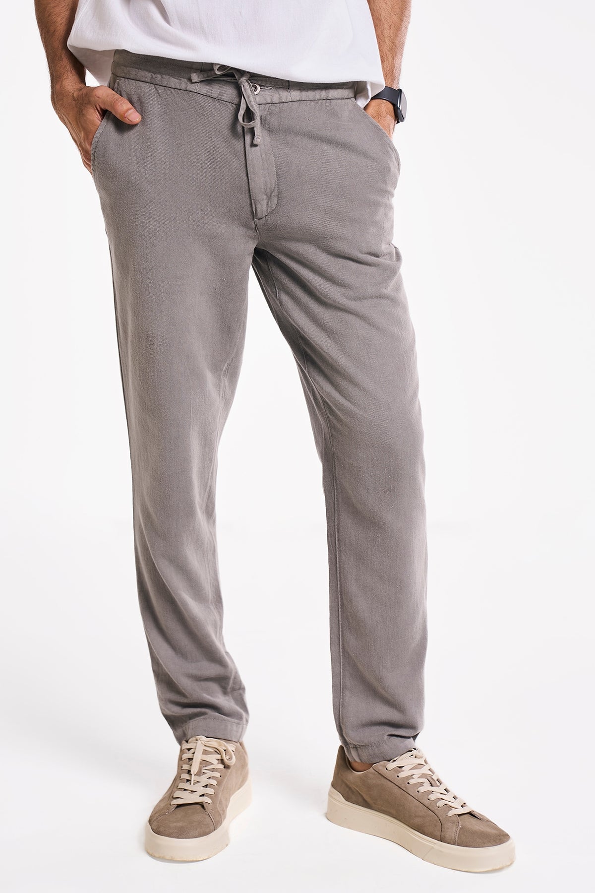Charcoal Organic Khadi Cotton Handspun Drawstring Pants