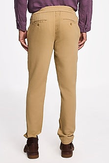 Camel-Colored Organic Khadi Cotton Handspun Drawstring Pants