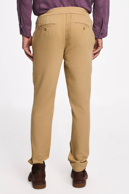 Camel-Colored Organic Khadi Cotton Handspun Drawstring Pants
