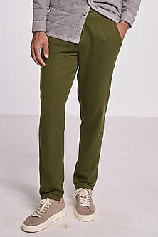 Olive Linen Handspun Drawstring Pants