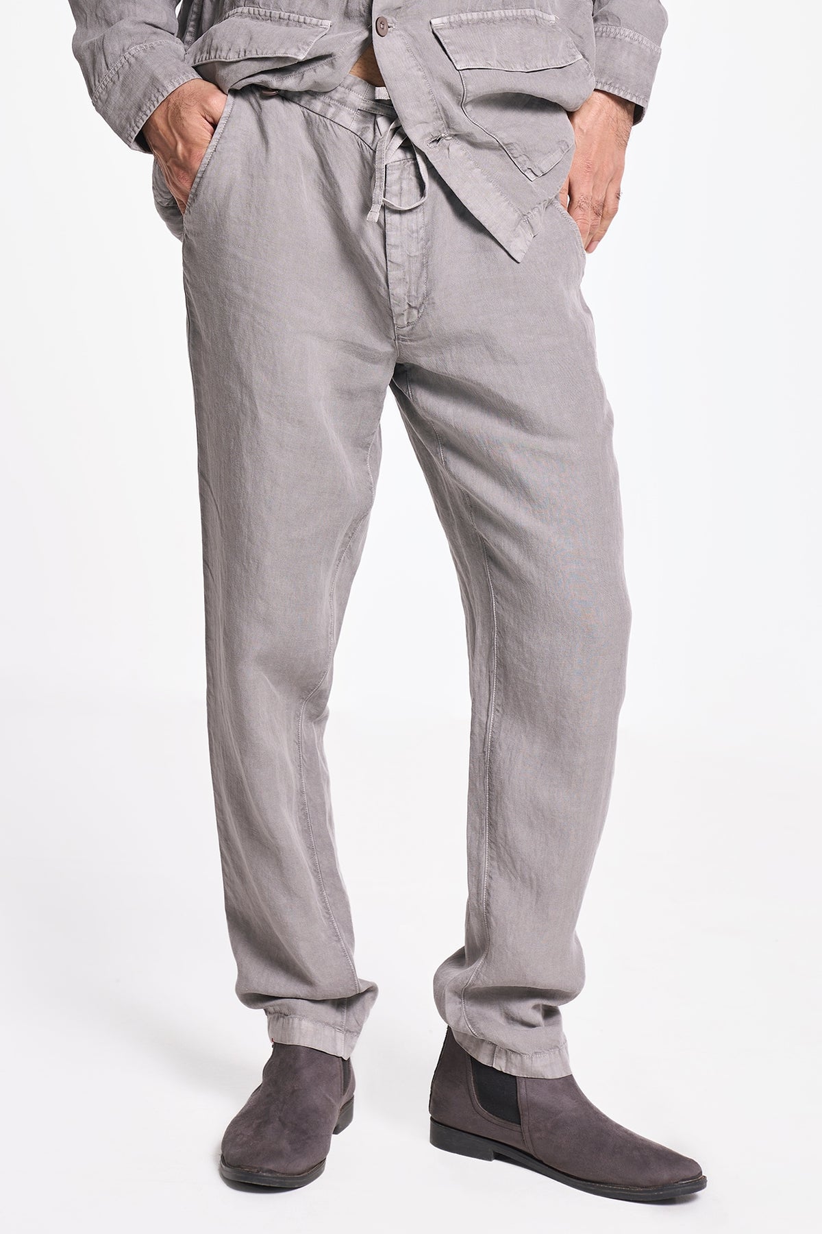 Charcoal Linen Handspun Drawstring Pants
