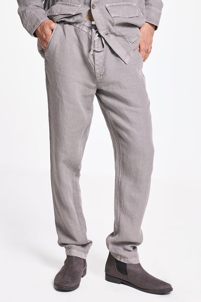 Charcoal Linen Handspun Drawstring Pants