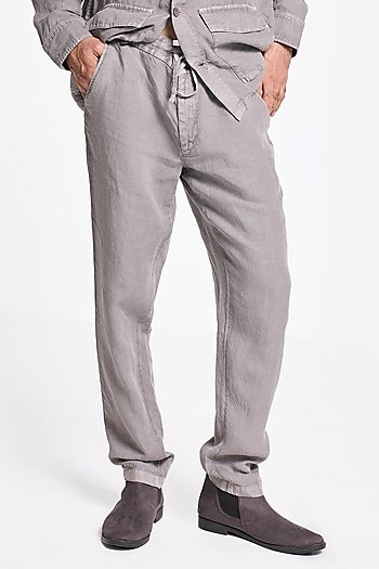 Charcoal Linen Handspun Drawstring Pants