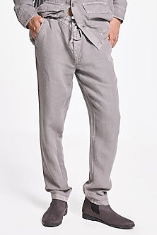 Charcoal Linen Handspun Drawstring Pants