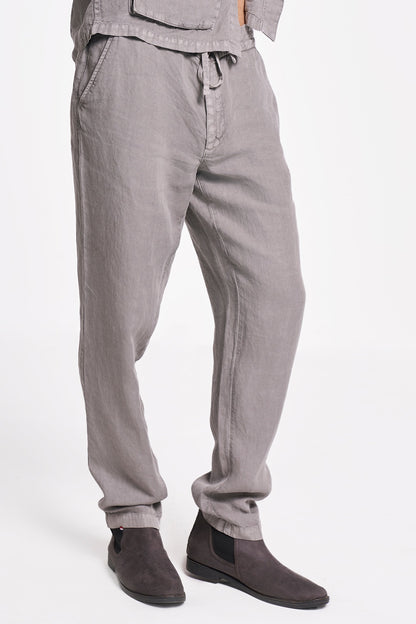Charcoal Linen Handspun Drawstring Pants