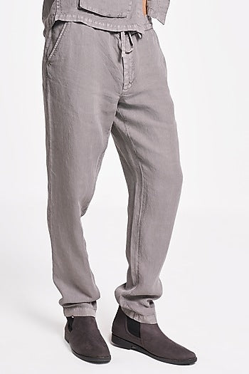 Charcoal Linen Handspun Drawstring Pants