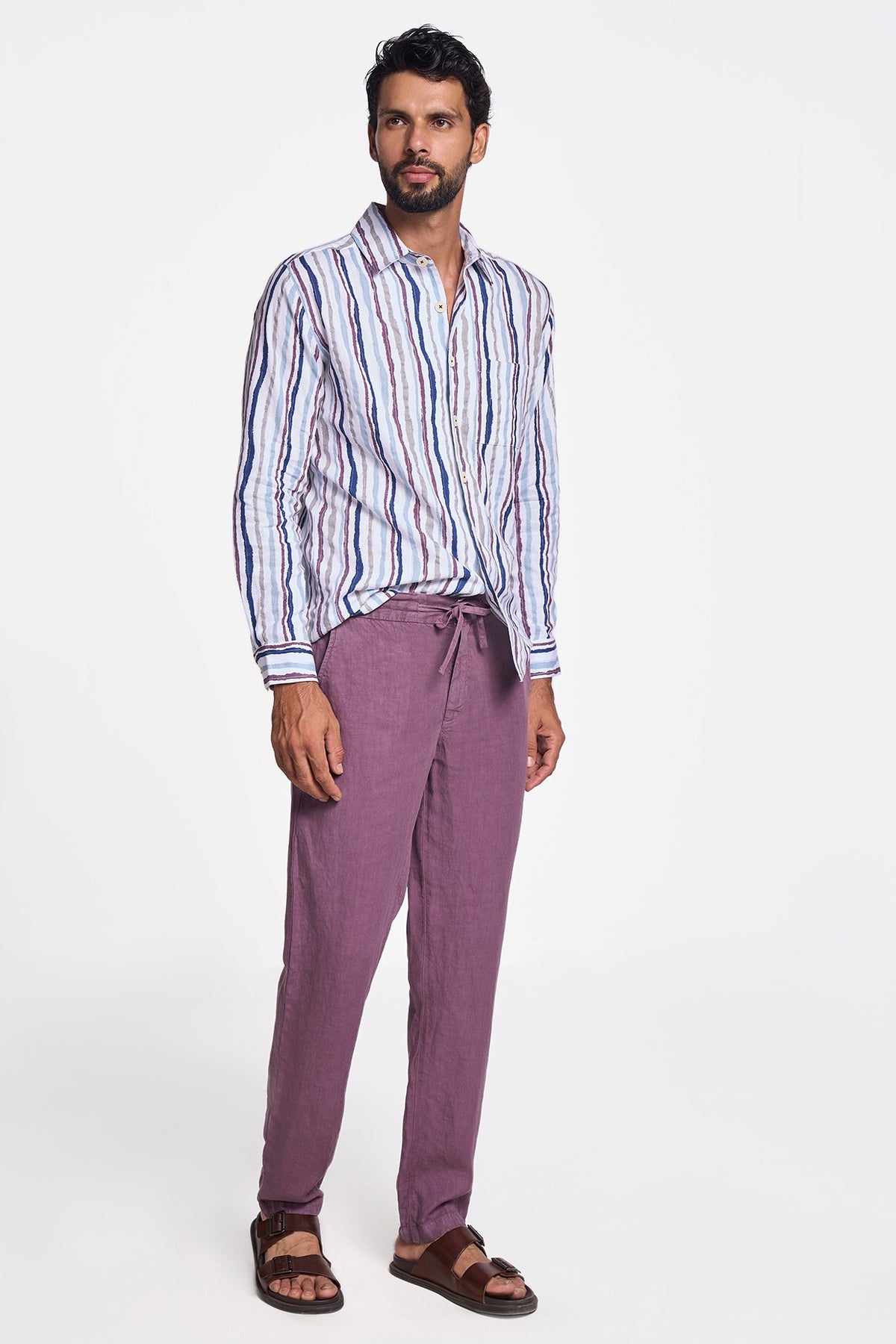 Black Plum Linen Handspun Drawstring Pants
