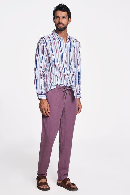 Black Plum Linen Handspun Drawstring Pants