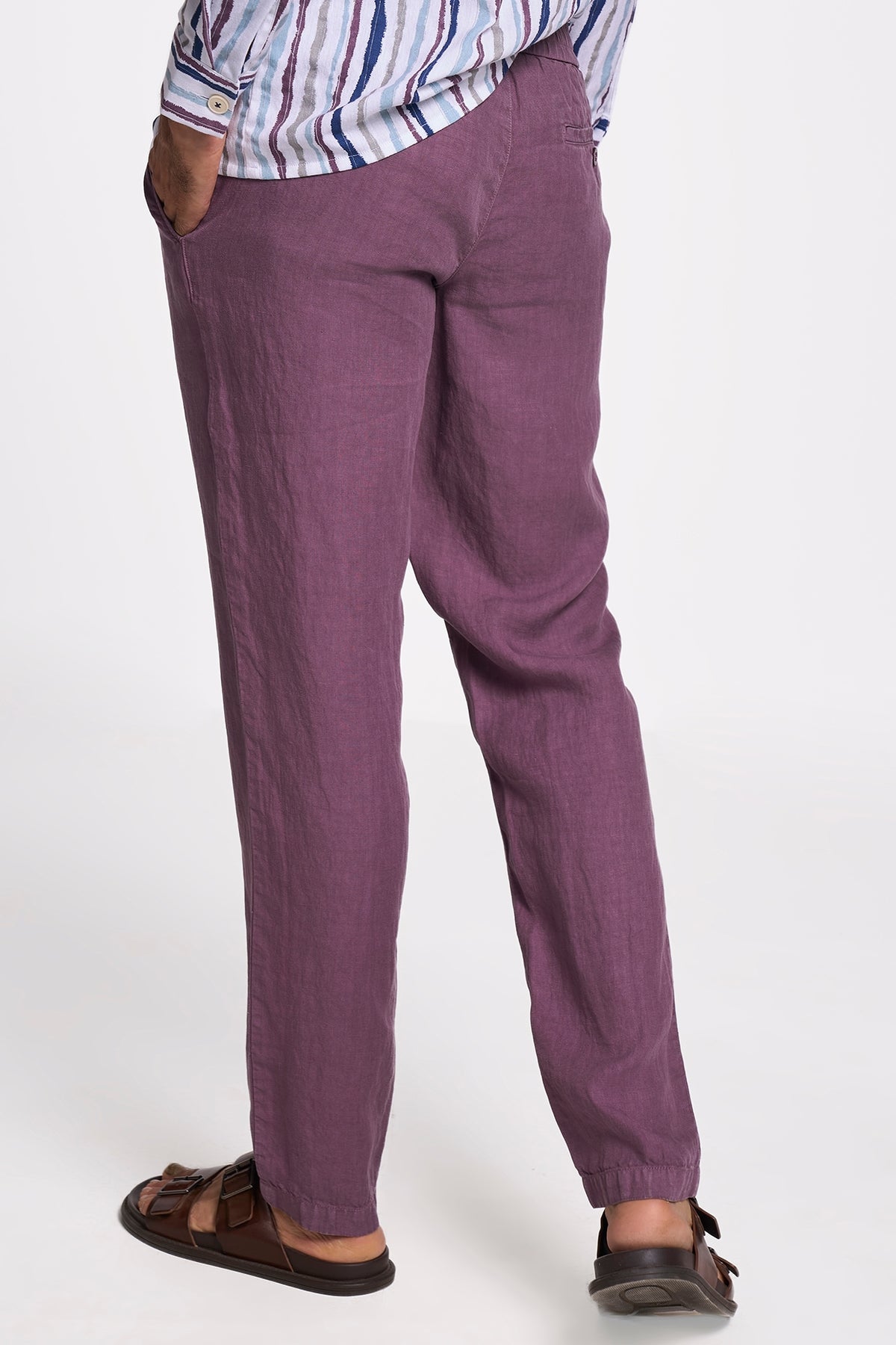 Black Plum Linen Handspun Drawstring Pants