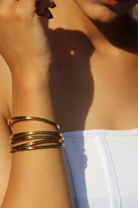 Gold Finish Handcrafted Brass Bangles (Set of 5)