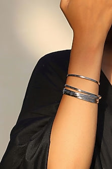 Silver Finish Handcrafted Brass Bangles (Set Of 5)