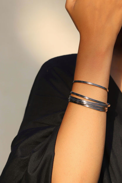 Silver Finish Handcrafted Brass Bangles (Set Of 5)