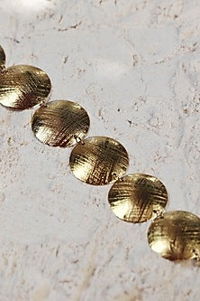 Gold Finish Brass Textured Choker Necklace