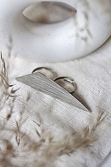 Silver Finish Brass Textured Tri Ring