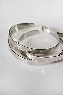 Silver Finish Hand Textured Adjustable Bangles (Set Of 5)