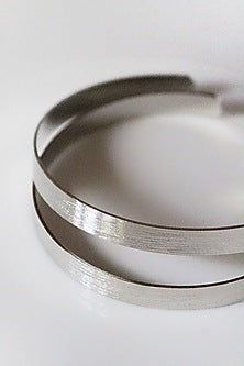 Silver Finish Hand Textured Adjustable Bangles (Set Of 5)