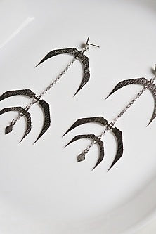 Silver Finish Handcrafted Textured Dangler Earrings